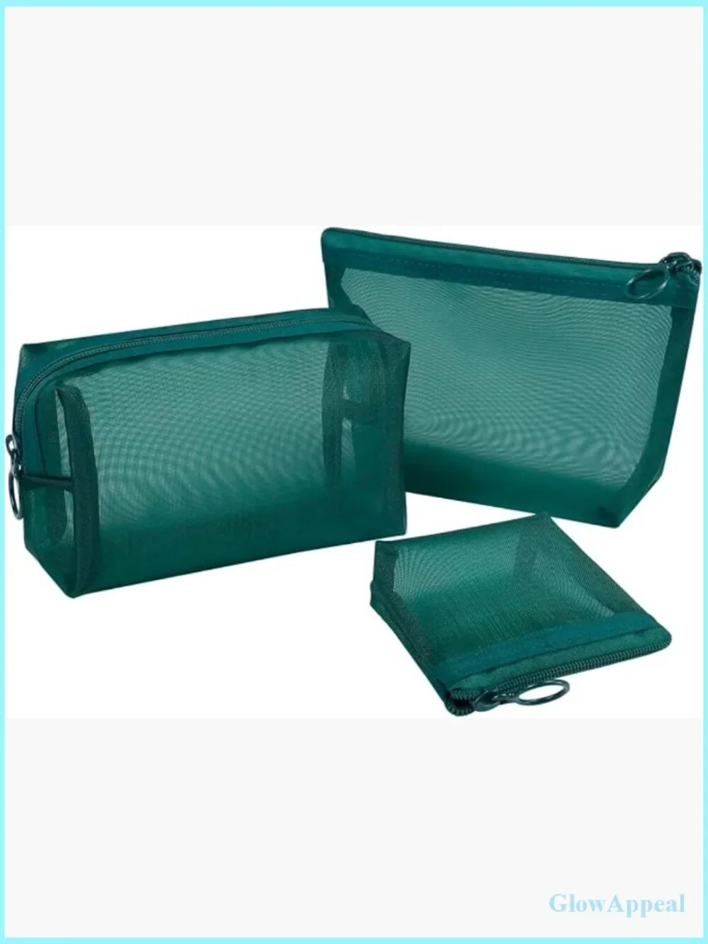 3-Pack Mesh Cosmetic Bag Set - Travel Makeup Storage, Zipper Closure Small Pouch